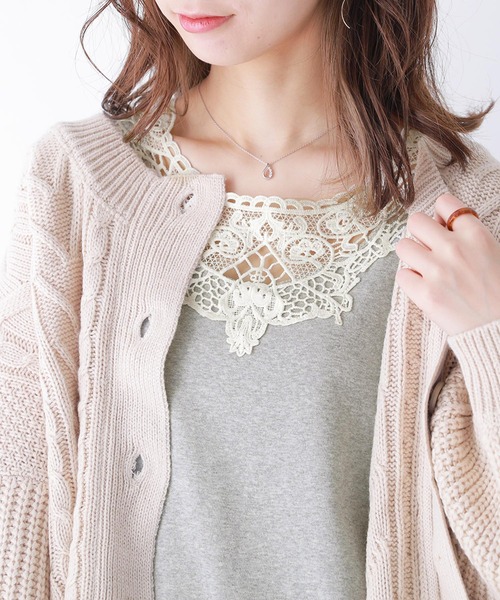 n'OrLABEL（ノアールレーベル）の「『襟元レースデザインタンク』（タンクトップ・レディース・アイボリー/ネイビー/スモークピンク/ブルー/コーラルピンク/レッド系その他/杢グレー/マスタード/ブラック/ブルーグリーン/グリーン/カーキ/チャコールグレー/モカ/グレー×ホワイト/グレー×ピンク/ブラック系その他/ホワイト系その他/ブルー系その他/ダークブルー/パープル/チャコールグレー×ブラック/フューシャピンク/モスグリーン/トップグレー・1/2）」の9枚目の写真