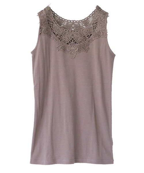 n'OrLABEL（ノアールレーベル）の「『襟元レースデザインタンク』（タンクトップ・レディース・アイボリー/ネイビー/スモークピンク/ブルー/コーラルピンク/レッド系その他/杢グレー/マスタード/ブラック/ブルーグリーン/グリーン/カーキ/チャコールグレー/モカ/グレー×ホワイト/グレー×ピンク/ブラック系その他/ホワイト系その他/ブルー系その他/ダークブルー/パープル/チャコールグレー×ブラック/フューシャピンク/モスグリーン/トップグレー・1/2）」の11枚目の写真