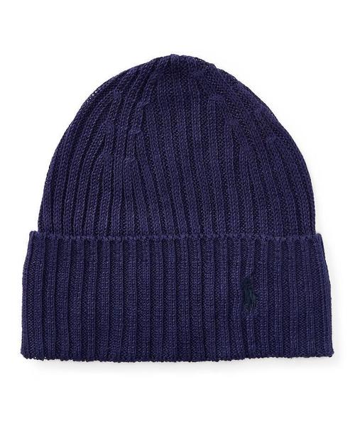POLO RALPH LAUREN(ポロ ラルフ ローレン)の「リブニット リネン ハット(ニットキャップ/ビーニー・メンズ・ネイビー・ONE SIZE)」の1枚目の写真
