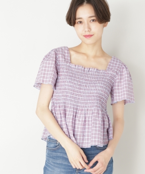 LOWRYS FARM（ローリーズファーム）の「チェックシャーリングブラウス　796640（シャツ/ブラウス・レディース・オフホワイト/イエロー/ブルー・MEDIUM/LARGE）」の2枚目の写真