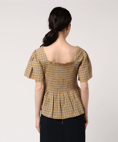 LOWRYS FARM（ローリーズファーム）の「チェックシャーリングブラウス　796640（シャツ/ブラウス・レディース・オフホワイト/イエロー/ブルー・MEDIUM/LARGE）」の5枚目の写真