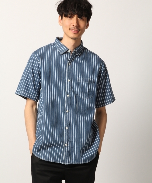 GLOBAL WORK(グローバルワーク)の「デニムシャツ半袖/788441(シャツ/ブラウス・メンズ・スカイブルー/ブルー/ブルー系その他7・LARGE/SMALL/X-LARGE/MEDIUM)」の2枚目の写真