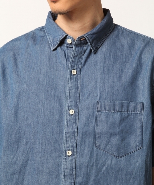 GLOBAL WORK(グローバルワーク)の「デニムシャツ半袖/788441(シャツ/ブラウス・メンズ・スカイブルー/ブルー/ブルー系その他7・LARGE/SMALL/X-LARGE/MEDIUM)」の4枚目の写真