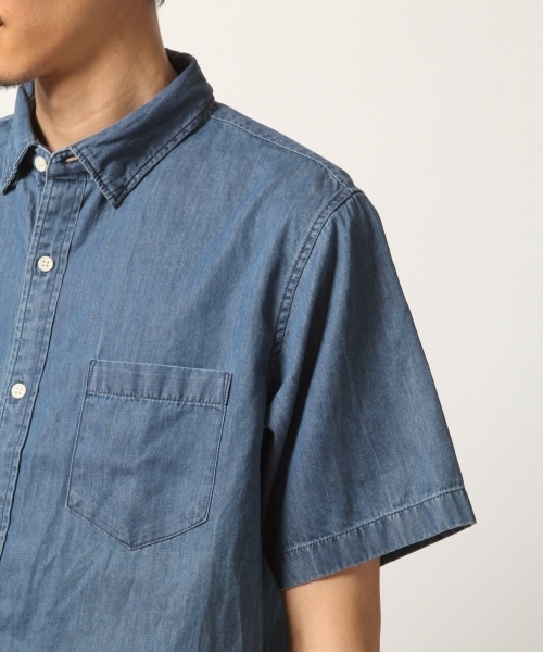 GLOBAL WORK(グローバルワーク)の「デニムシャツ半袖/788441(シャツ/ブラウス・メンズ・スカイブルー/ブルー/ブルー系その他7・LARGE/SMALL/X-LARGE/MEDIUM)」の9枚目の写真
