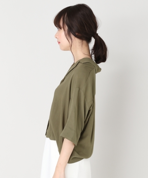 LOWRYS FARM（ローリーズファーム）の「カイキンシャツ／ＳＳ　802639（シャツ/ブラウス・レディース・ブラック/ベージュ/カーキ・FREE）」の4枚目の写真