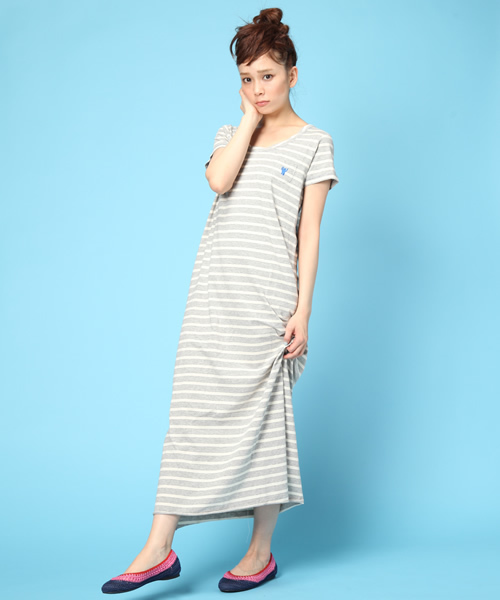 coen(コーエン)の「ボーダーベアマキシワンピース(ワンピース・レディース・Navy/MD.Gray/Off White・MEDIUM/LARGE)」の2枚目の写真