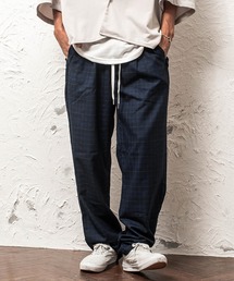 MinoriTY | シューレースベルトバルーンワイドチェックパンツ/紐ベルト トラウザー(その他パンツ)