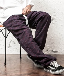 MinoriTY | シューレースベルトバルーンワイドチェックパンツ/紐ベルト トラウザー(その他パンツ)