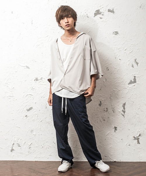 MinoriTY(マイノリティ)の「シューレースベルトバルーンワイドチェックパンツ/紐ベルト トラウザー(その他パンツ・メンズ・ベージュ/ネイビー/ワイン・M/L)」の5枚目の写真