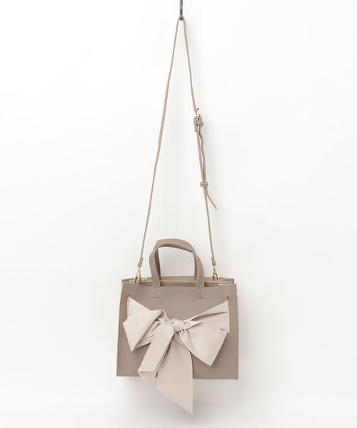 CURI BISCUI（キュリ　ビスキュイ）の「サテンリボンモチーフ付トートバッグ（ハンドバッグ・レディース・ブラック/グレー/ブルー/ピンク系その他・FREE）」の4枚目の写真