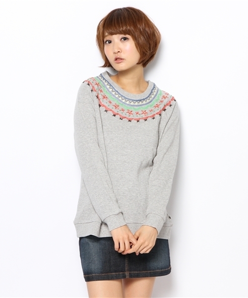 coen(コーエン)の「【Market】ハンド刺繍スウェット(スウェット・レディース・グレー/ネイビー・MEDIUM/LARGE)」の2枚目の写真