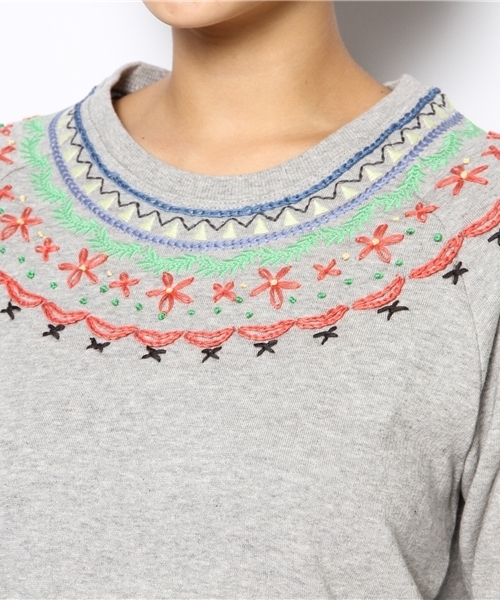 coen(コーエン)の「【Market】ハンド刺繍スウェット(スウェット・レディース・グレー/ネイビー・MEDIUM/LARGE)」の6枚目の写真