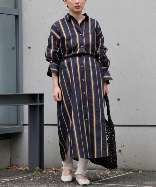 セール ワンピース ワンピース Laventure Martinique マルチストライプシャツワンピース ワンピース Martinique マルティニーク のファッション