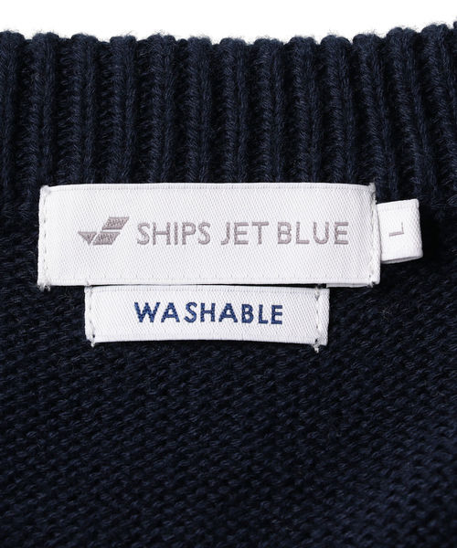 SHIPS JET BLUE（シップスジェットブルー）の「SHIPS JET BLUE: 《洗える》 スプリング ワイドボーダーニット（ニット/セーター・メンズ・ベージュ/ネイビー/グレー・SMALL/MEDIUM/LARGE/X-SMALL）」の8枚目の写真