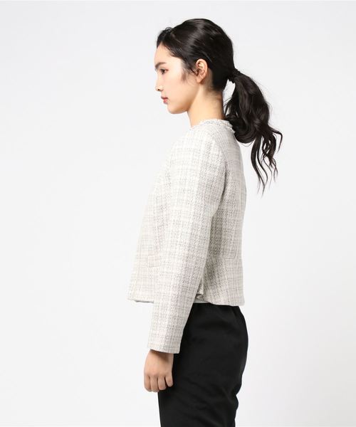 KETTY ケティ　薄紫 ノーカラージャケット セール】 【新色追加】ハイストレッチジョーゼットノーカラー