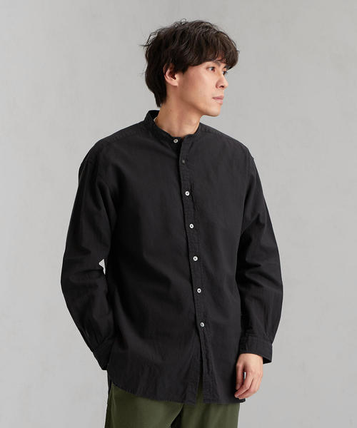 green label relaxing（グリーンレーベルリラクシング）の「SC WASHI ドビー ロング バンドカラー シャツ（シャツ/ブラウス・メンズ・ブラック/ベージュ・M/S/L）」の2枚目の写真