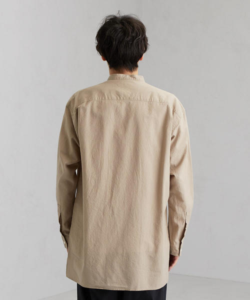 green label relaxing（グリーンレーベルリラクシング）の「SC WASHI ドビー ロング バンドカラー シャツ（シャツ/ブラウス・メンズ・ブラック/ベージュ・M/S/L）」の3枚目の写真