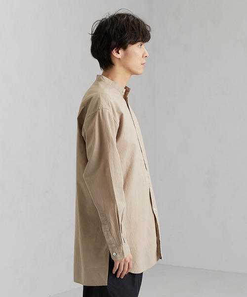 green label relaxing（グリーンレーベルリラクシング）の「SC WASHI ドビー ロング バンドカラー シャツ（シャツ/ブラウス・メンズ・ブラック/ベージュ・M/S/L）」の5枚目の写真