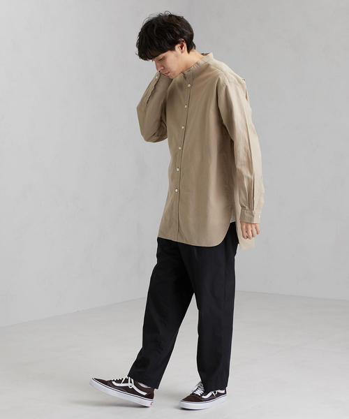 green label relaxing（グリーンレーベルリラクシング）の「SC WASHI ドビー ロング バンドカラー シャツ（シャツ/ブラウス・メンズ・ブラック/ベージュ・M/S/L）」の6枚目の写真