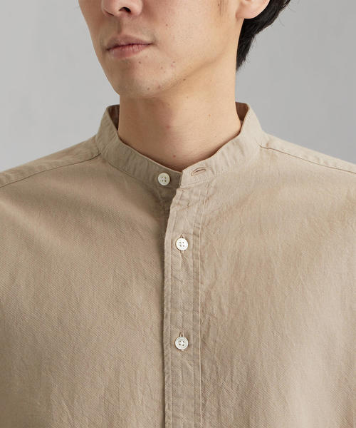 green label relaxing（グリーンレーベルリラクシング）の「SC WASHI ドビー ロング バンドカラー シャツ（シャツ/ブラウス・メンズ・ブラック/ベージュ・M/S/L）」の7枚目の写真