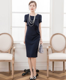 結婚式ワンピースペタルスリーブドレープワンピース