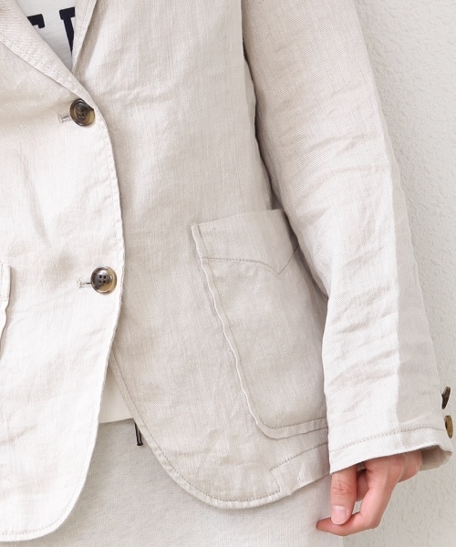 coen（コーエン）の「リネンテーラードジャケット（テーラードジャケット・レディース・オフホワイト/ネイビー・MEDIUM/LARGE）」の7枚目の写真