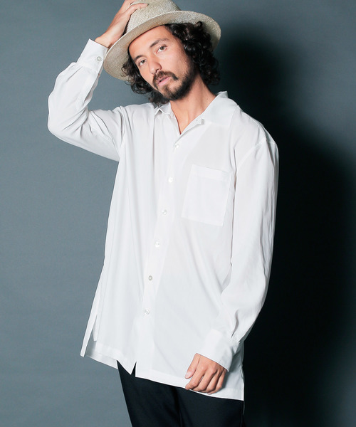 Magine(マージン)の「【Magine】MODAL CHIFFON BIG SHIRTS BLOUSON:モダールシフォン ビックシャツ 19SS(シャツ/ブラウス・メンズ・ブラック/ネイビー/オリーブ/グレイッシュベージュ/ホワイト・44/46/48)」の2枚目の写真