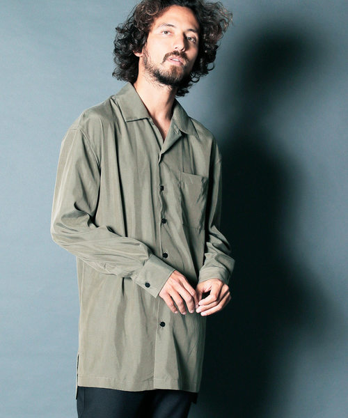 Magine(マージン)の「【Magine】MODAL CHIFFON BIG SHIRTS BLOUSON:モダールシフォン ビックシャツ 19SS(シャツ/ブラウス・メンズ・ブラック/ネイビー/オリーブ/グレイッシュベージュ/ホワイト・44/46/48)」の4枚目の写真