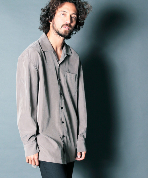 Magine(マージン)の「【Magine】MODAL CHIFFON BIG SHIRTS BLOUSON:モダールシフォン ビックシャツ 19SS(シャツ/ブラウス・メンズ・ブラック/ネイビー/オリーブ/グレイッシュベージュ/ホワイト・44/46/48)」の3枚目の写真