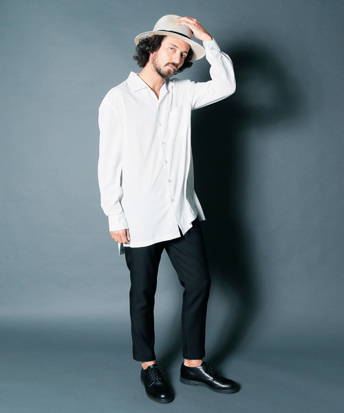 Magine(マージン)の「【Magine】MODAL CHIFFON BIG SHIRTS BLOUSON:モダールシフォン ビックシャツ 19SS(シャツ/ブラウス・メンズ・ブラック/ネイビー/オリーブ/グレイッシュベージュ/ホワイト・44/46/48)」の8枚目の写真