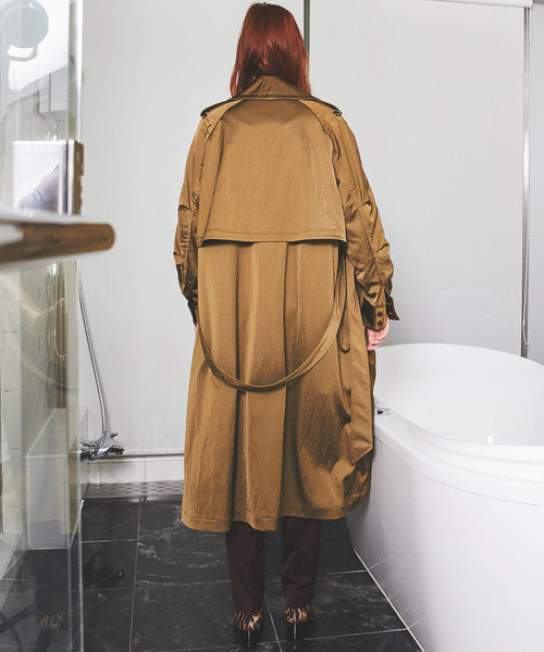 MAISON SPECIAL（メゾンスペシャル）の「◎GISELe 11月号掲載：ワッシャーサテントレンチコート【MAISON SPECIAL/メゾンスペシャル】（トレンチコート・レディース・キャメル/グリーン/ピンクベージュ・FREE）」の8枚目の写真