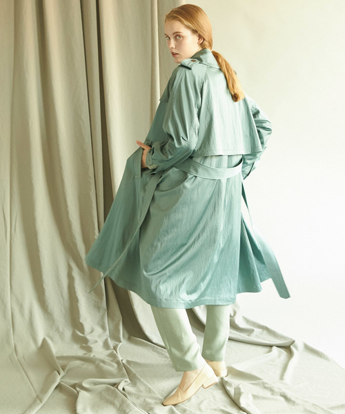 MAISON SPECIAL（メゾンスペシャル）の「◎GISELe 11月号掲載：ワッシャーサテントレンチコート【MAISON SPECIAL/メゾンスペシャル】（トレンチコート・レディース・キャメル/グリーン/ピンクベージュ・FREE）」の20枚目の写真