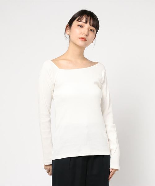 LOWRYS FARM(ローリーズファーム)の「リブタイトワンショル 844991(Tシャツ/カットソー・レディース・ベージュ/ブラウン/オフホワイト/イエロー/ブラック・LARGE/MEDIUM)」の13枚目の写真