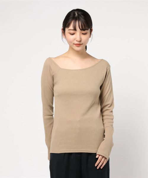 LOWRYS FARM(ローリーズファーム)の「リブタイトワンショル 844991(Tシャツ/カットソー・レディース・ベージュ/ブラウン/オフホワイト/イエロー/ブラック・LARGE/MEDIUM)」の16枚目の写真