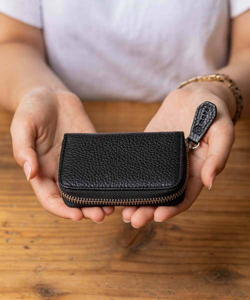 MURA（ムラ）の「イタリア製シュリンクレザー スキミング防止 じゃばら コンパクト カードケース（カードケース・レディース・ブラック/グレー/イエロー/オレンジ/グリーン・FREE）」の2枚目の写真