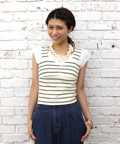 mystic（ミスティック）の「フレンチスリーブプルオーバー（Tシャツ/カットソー・レディース・チャコールグレー/ブラック/グレー/ベージュ/オフホワイト・ﾌﾘ-）」の2枚目の写真