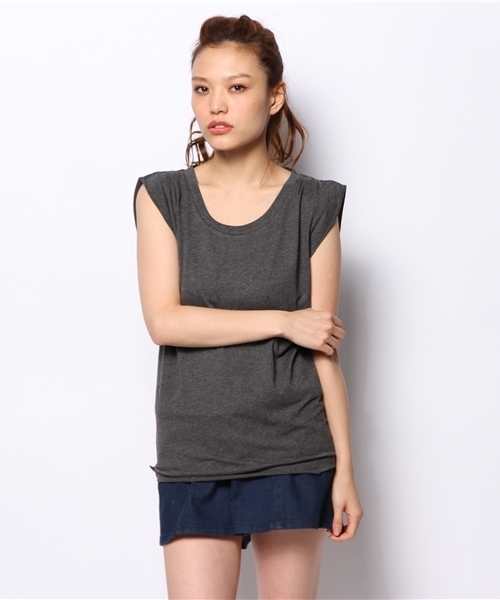 mystic（ミスティック）の「フレンチスリーブプルオーバー（Tシャツ/カットソー・レディース・チャコールグレー/ブラック/グレー/ベージュ/オフホワイト・ﾌﾘ-）」の13枚目の写真