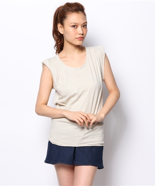 mystic（ミスティック）の「フレンチスリーブプルオーバー（Tシャツ/カットソー・レディース・チャコールグレー/ブラック/グレー/ベージュ/オフホワイト・ﾌﾘ-）」の14枚目の写真