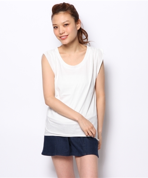 mystic（ミスティック）の「フレンチスリーブプルオーバー（Tシャツ/カットソー・レディース・チャコールグレー/ブラック/グレー/ベージュ/オフホワイト・ﾌﾘ-）」の12枚目の写真