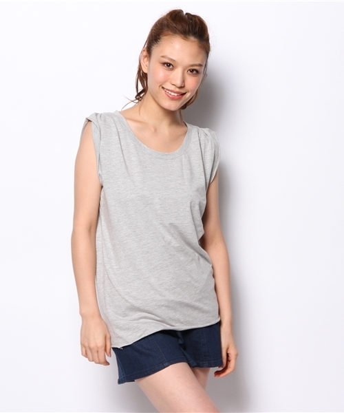 mystic（ミスティック）の「フレンチスリーブプルオーバー（Tシャツ/カットソー・レディース・チャコールグレー/ブラック/グレー/ベージュ/オフホワイト・ﾌﾘ-）」の5枚目の写真