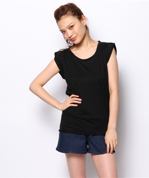 mystic（ミスティック）の「フレンチスリーブプルオーバー（Tシャツ/カットソー・レディース・チャコールグレー/ブラック/グレー/ベージュ/オフホワイト・ﾌﾘ-）」の3枚目の写真