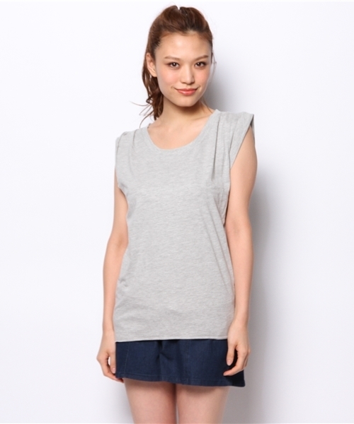 mystic（ミスティック）の「フレンチスリーブプルオーバー（Tシャツ/カットソー・レディース・チャコールグレー/ブラック/グレー/ベージュ/オフホワイト・ﾌﾘ-）」の6枚目の写真