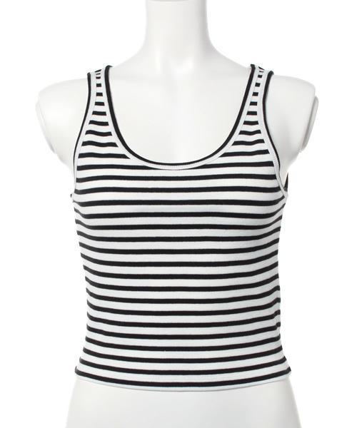 WEGO（ウィゴー）の「WEGO/テレコクロップドタンクトップ（タンクトップ・レディース・オフホワイト/ブラック/ブラック系その他/ライム/ブルー/チェック・FREE）」の4枚目の写真