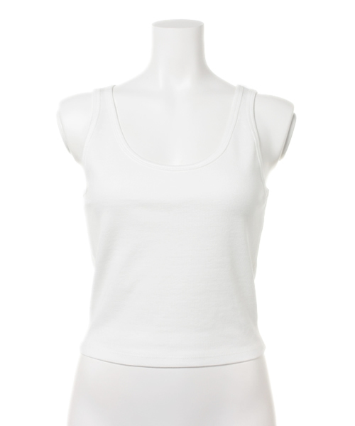 WEGO（ウィゴー）の「WEGO/テレコクロップドタンクトップ（タンクトップ・レディース・オフホワイト/ブラック/ブラック系その他/ライム/ブルー/チェック・FREE）」の2枚目の写真