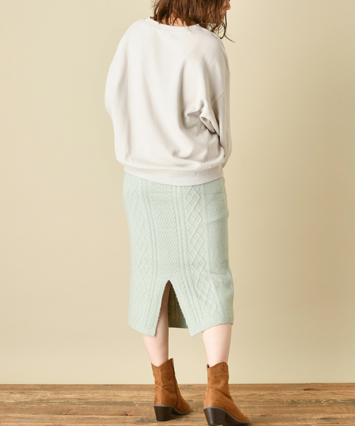 natural couture(ナチュラルクチュール)の「もちもちブークレーケーブルスカート/セットアップ(スカート・レディース・アイボリー/ミント/ボルドー/モカ・FREE)」の12枚目の写真