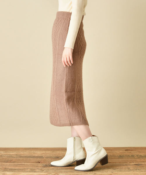natural couture(ナチュラルクチュール)の「もちもちブークレーケーブルスカート/セットアップ(スカート・レディース・アイボリー/ミント/ボルドー/モカ・FREE)」の18枚目の写真