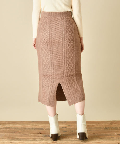 natural couture(ナチュラルクチュール)の「もちもちブークレーケーブルスカート/セットアップ(スカート・レディース・アイボリー/ミント/ボルドー/モカ・FREE)」の19枚目の写真