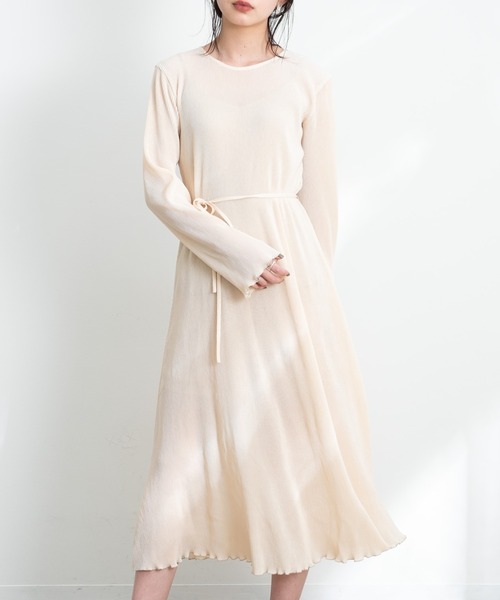 Aunt Marie's(アントマリーズ)の「AUNT MARIE'S シアーリブカットワンピース(ワンピース・レディース・ブラック/ライトグリーン/ナチュラル・FREE)」の1枚目の写真