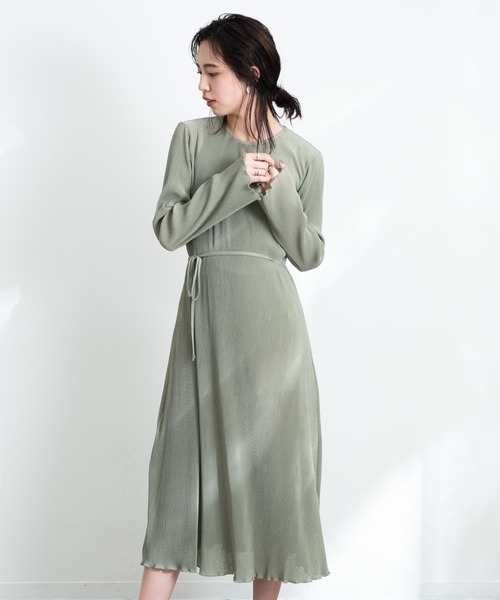 Aunt Marie's(アントマリーズ)の「AUNT MARIE'S シアーリブカットワンピース(ワンピース・レディース・ブラック/ライトグリーン/ナチュラル・FREE)」の3枚目の写真