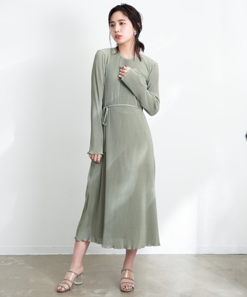 Aunt Marie's(アントマリーズ)の「AUNT MARIE'S シアーリブカットワンピース(ワンピース・レディース・ブラック/ライトグリーン/ナチュラル・FREE)」の13枚目の写真